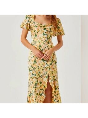 Astr Yellow Floral Maxi Dress